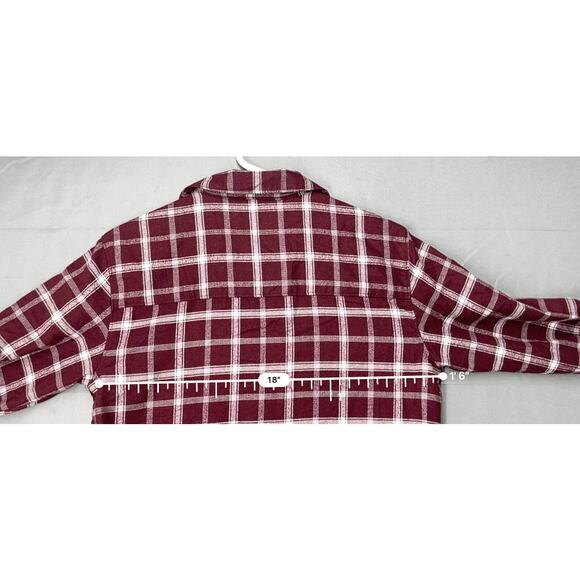 Abercrombie & Fitch Button Up Shirt Womens Red Plaid Long Sleeve Flannel Med - Picture 3 of 10